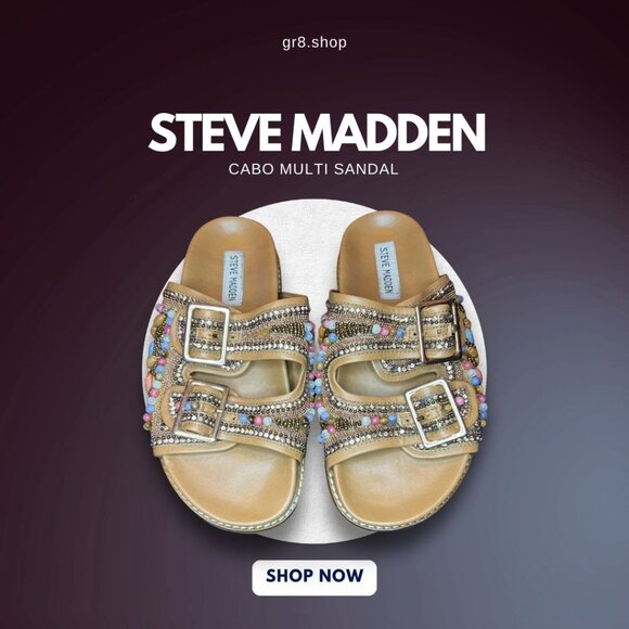 Steve Madden Cabo Multi Sandal With Beaded & Rhinestone Details Double Buckle St - Picture 1 of 6